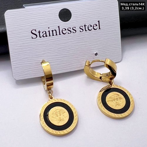 Сережки мед.сталь14К 10649 ( 3.2 см.) 